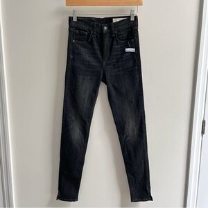 [rag & bone] high rise ankle slit skinny jean black lock 24